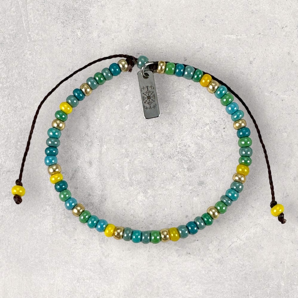 Bohemian Czech Glass Beads Adjustable Waxed Brazilian Cord Bracelet
